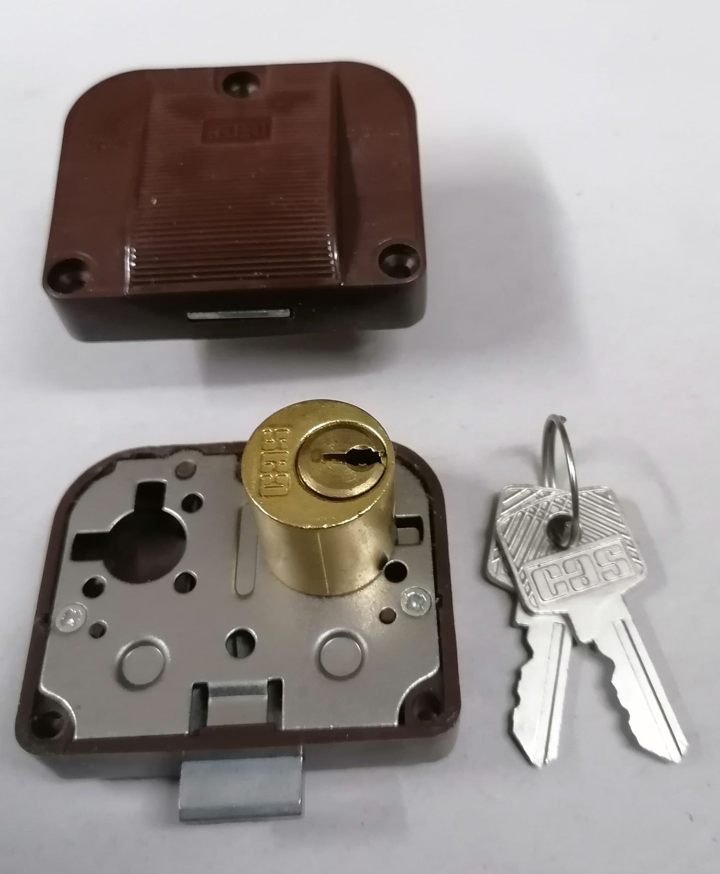 Cas Κλειδαριά Συρταριών Κέντρο 25mm 20*20mm Χρυσή Πλαστικό Κάλυμμα (1 τμχ)