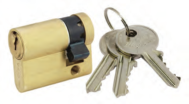 Cisa OG304-02-000-00 Κύλινδρος Ασφαλείας Μισός 3 Κλειδιά Χρυσός 40(10-30)mm