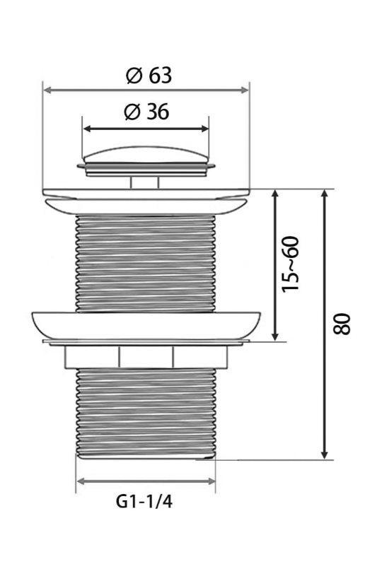 Romagnoli Βαλβίδα Νιπτήρα Μικρή Πατητή 1+1/4" Φ61mm