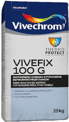 Vivechrom Vivefix 100 G Ινοπλισμένο Κονιάμα Συγκόλλησης Θερμομονωτικών Πλακών Γκρι 25kg