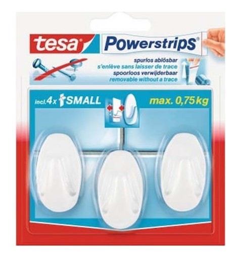 Tesa 57533 Άγκιστρο Μπάνιου Πλαστικό Λευκό (3 τμχ)