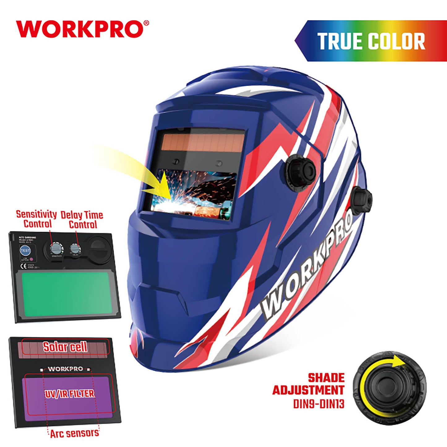 WorkPro WP375004 Μάσκα Ηλεκτροσυγκολλητών Κεφαλής Ηλεκτρονική
