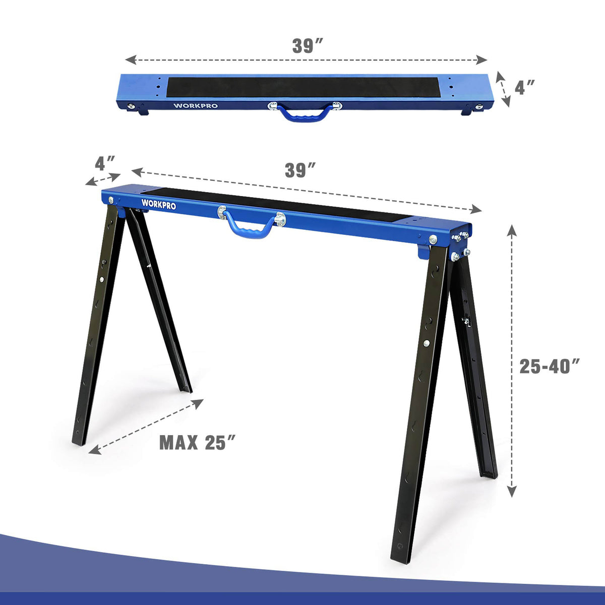 WorkPro WP289025 Καβαλέτο Εργασίας Μεταλλικό Πτυσσόμενο Βαρέως Τύπου εώς 225kg