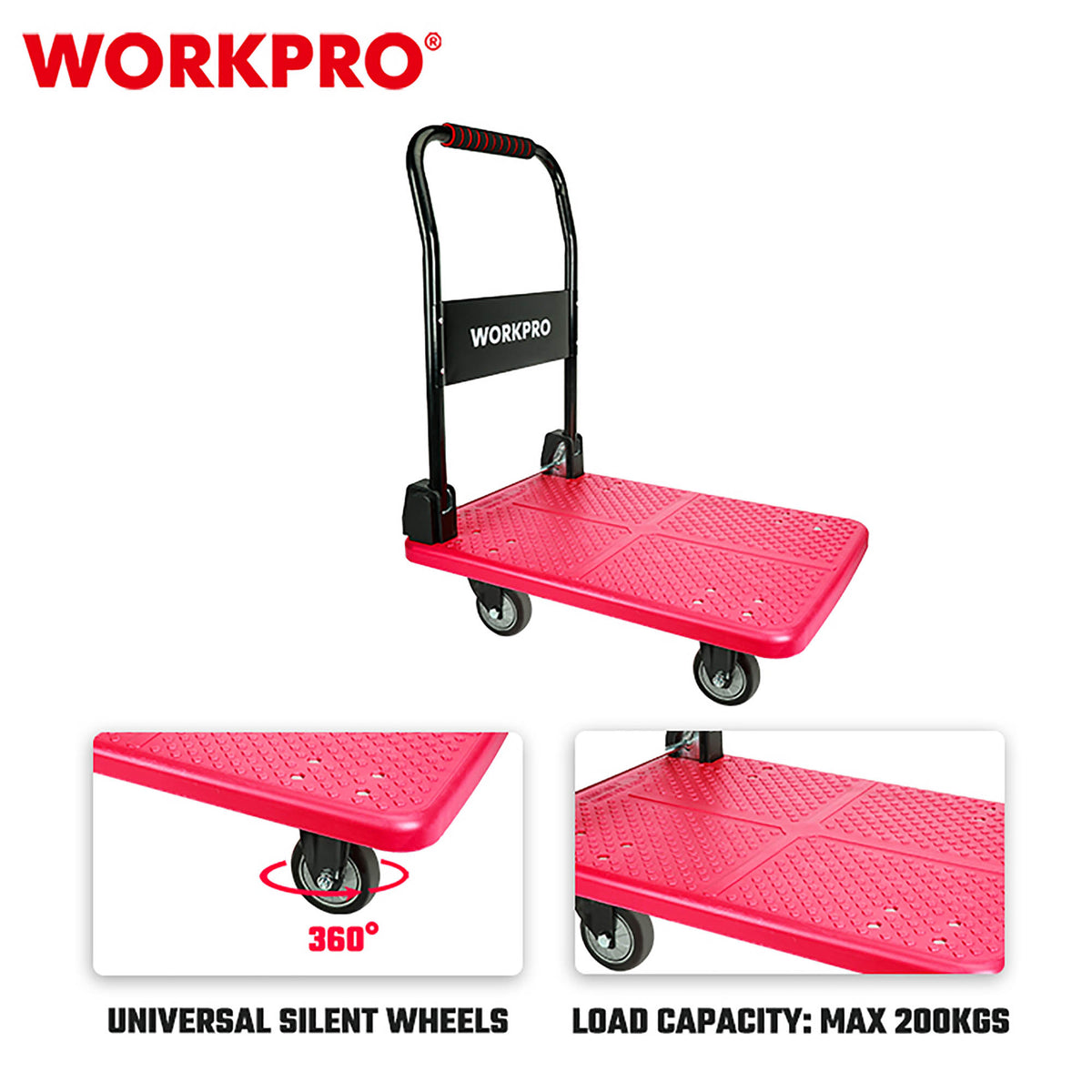WorkPro WP285023 Καροτσάκι Τετράτροχο Πλατφόρμα Σιδερένιο (700*480*852mm)