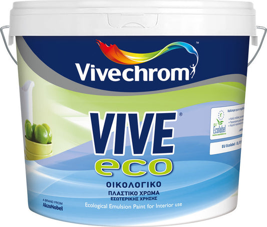 Vivechrom Vive Eco Οικολογικό Πλαστικό Χρώμα Εσωτερικής Χρήσης Λευκό ΜΑΤ