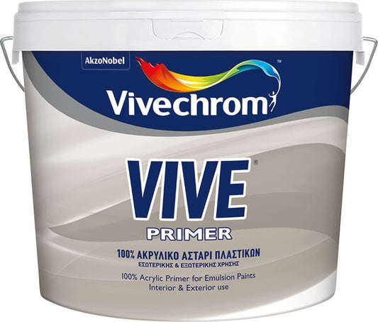 Vivechrom Vive Primer 100% Ακρυλικό Αστάρι Εσωτερικών & Εξωτερικών Επιφανειών Διάφανο 10lt