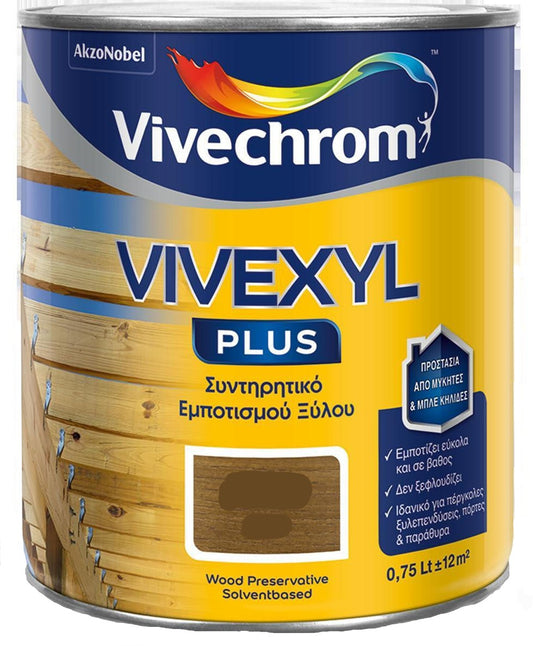 Vivechrom Vivexyl Plus Συντηρητικό Εμποτισμού Ξύλου ΜΑΤ 750ml