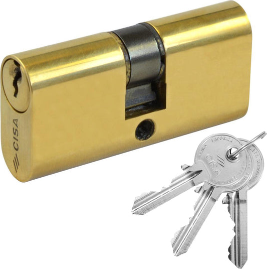 Cisa 08210-02-000-00 Κύλινδρος Οβάλ 3 Κλειδιά Χρυσός 56mm(28-28)