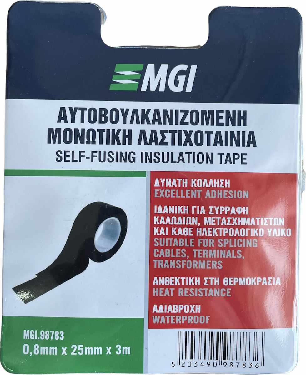 MGI.98783 Αυτοβουλκανιζόμενη Ταινία Μαύρη 25mm 3m