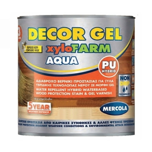 Mercola Decor Xylofarm Aqua GEL Αδιάβροχο βερνίκι προστασίας για ξύλα, σε μορφή GEL