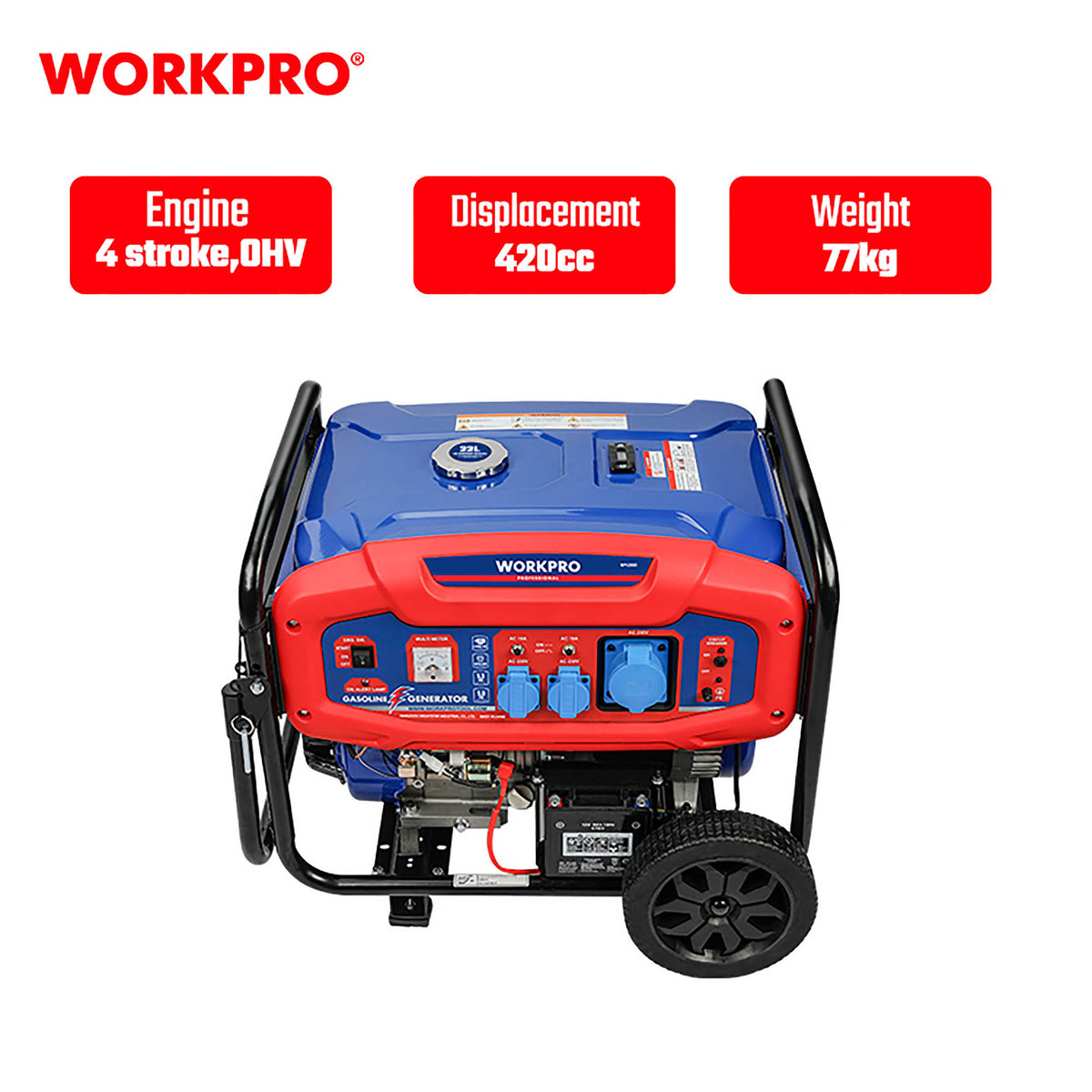 WorkPro WP422001 Ηλεκτρογεννήτρια Βενζίνης 6.6KVA (5.3kW) 4-Χρονη (με AVR)