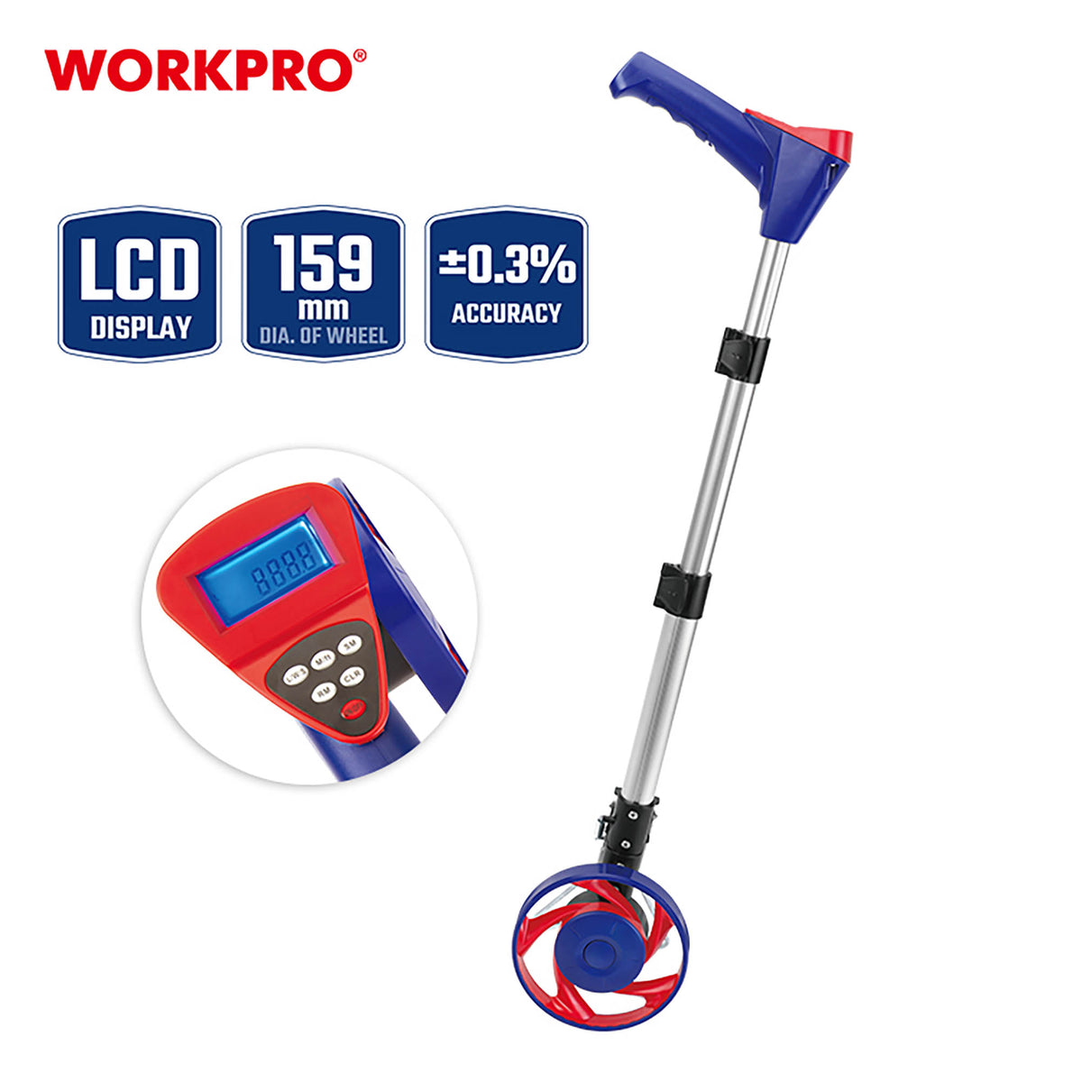 WorkPro WP263008 Ψηφιακός Τροχός Μέτρησης Απόστασης Πτυσσόμενος Φ159mm