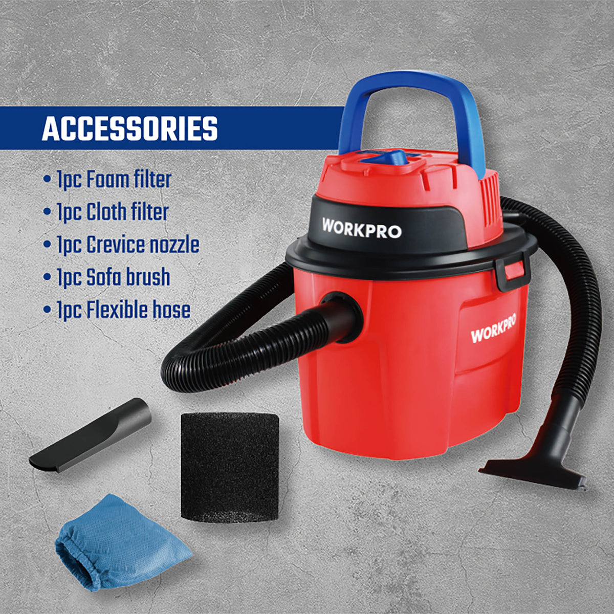 WorkPro WP423015CE Σκούπα Ηλεκτρική 10lt 1200W