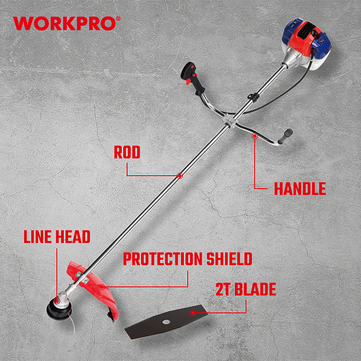 WorkPro WP424007 Θαμνοκοπτικό Βενζινοκίνητο 52.0cc
