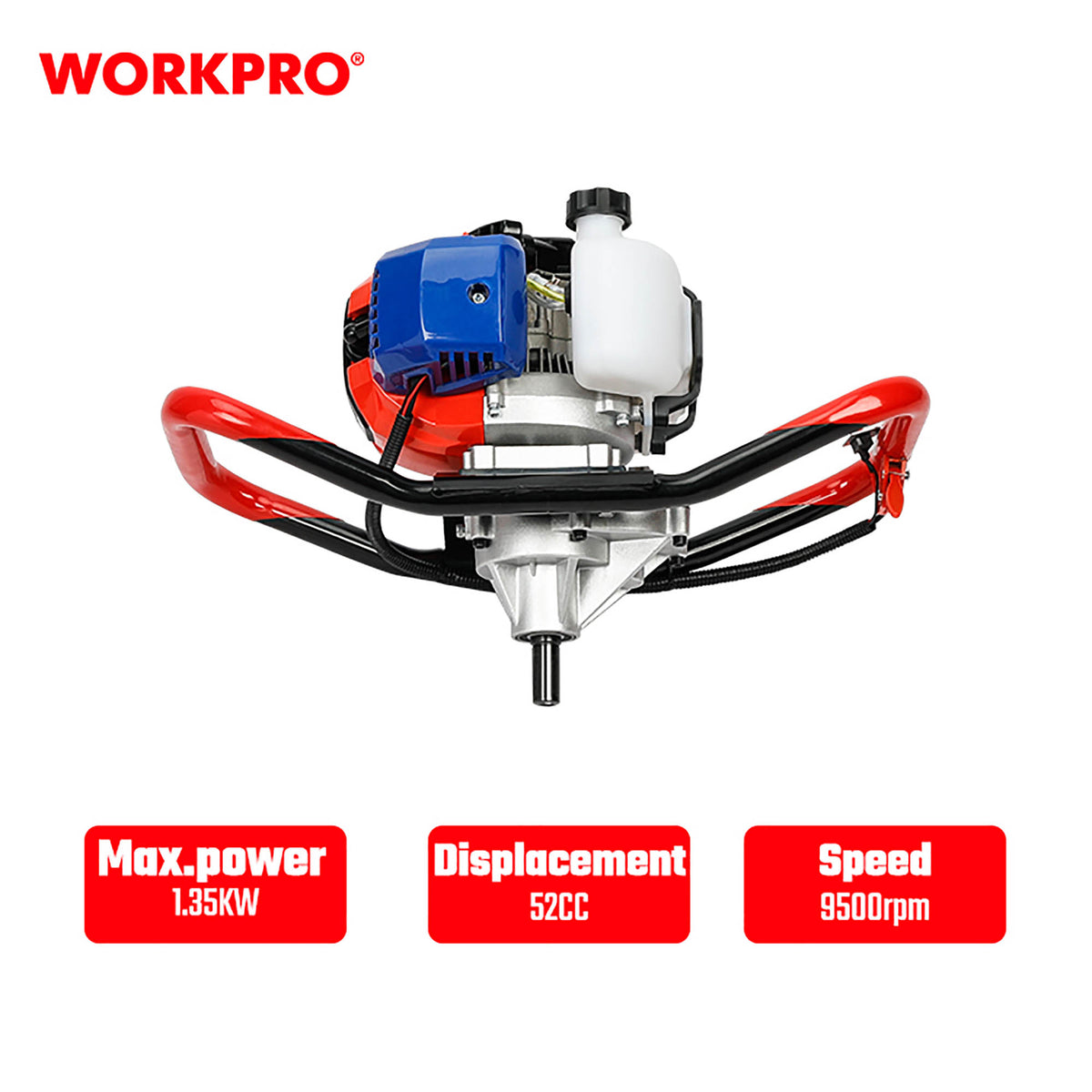 WorkPro WP424006 Γεωτρύπανο - Τριβέλα Βενζίνης 52.0cc