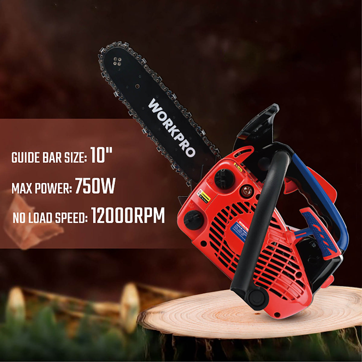 WorkPro WP424014 Αλυσπρίονο Βενζίνης Κλαδευτικό 25.4cc (250mm)