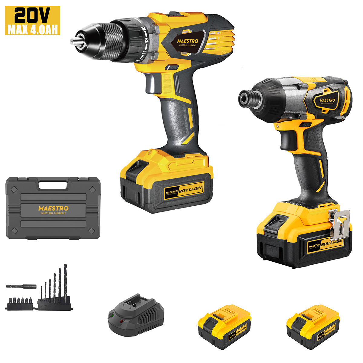 Maestro MCK-20V Σετ Κρουστικό Δραπανοκατσάβιδο & Παλμικό Κατσαβίδι 20V με 2 Μπαταρίες 4Ah και Θήκη