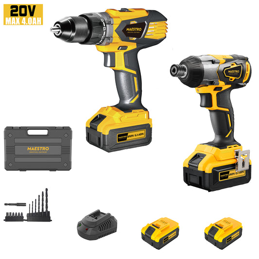 Maestro MCK-20V Σετ Κρουστικό Δραπανοκατσάβιδο & Παλμικό Κατσαβίδι 20V με 2 Μπαταρίες 4Ah και Θήκη