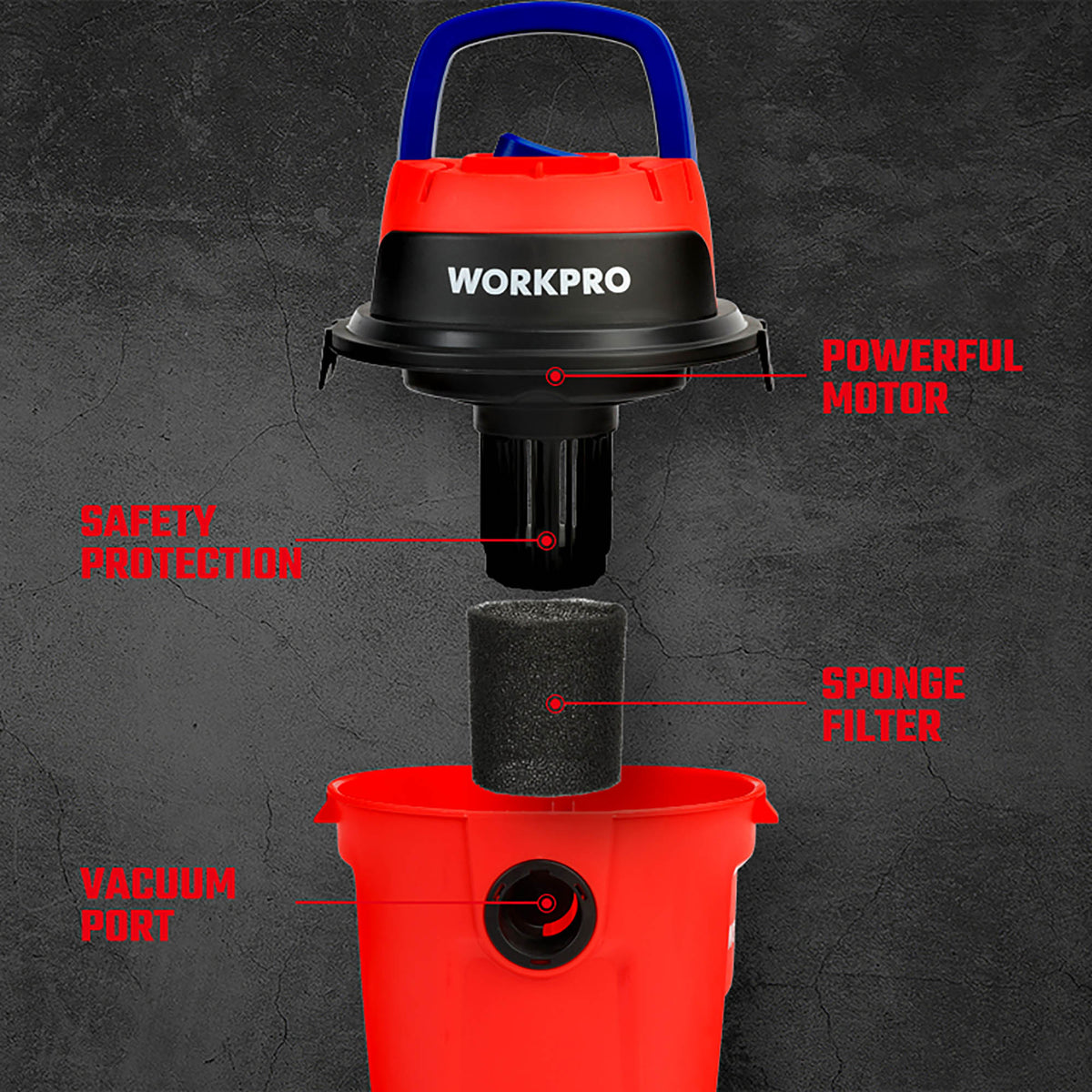 WorkPro WP423015CE Σκούπα Ηλεκτρική 10lt 1200W