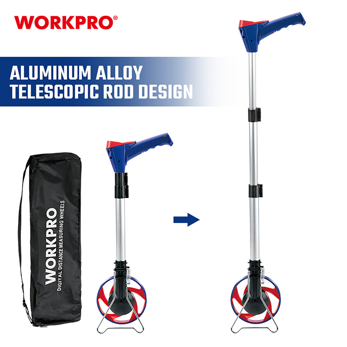 WorkPro WP263008 Ψηφιακός Τροχός Μέτρησης Απόστασης Πτυσσόμενος Φ159mm