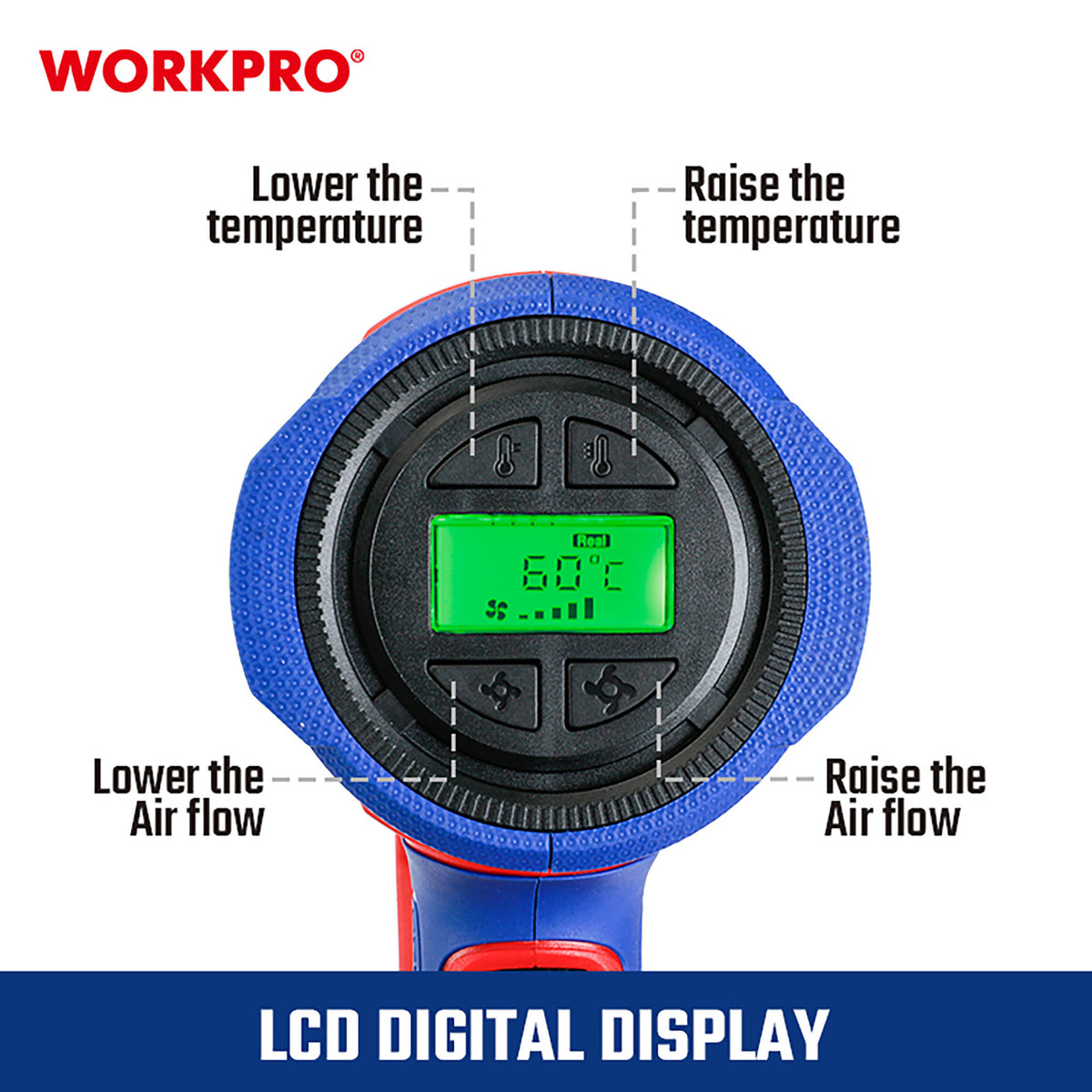 WorkPro WP47405CE Πιστόλι Θερμού Αέρα Ηλεκτρικό Ρυθμιζόμενο 2000W