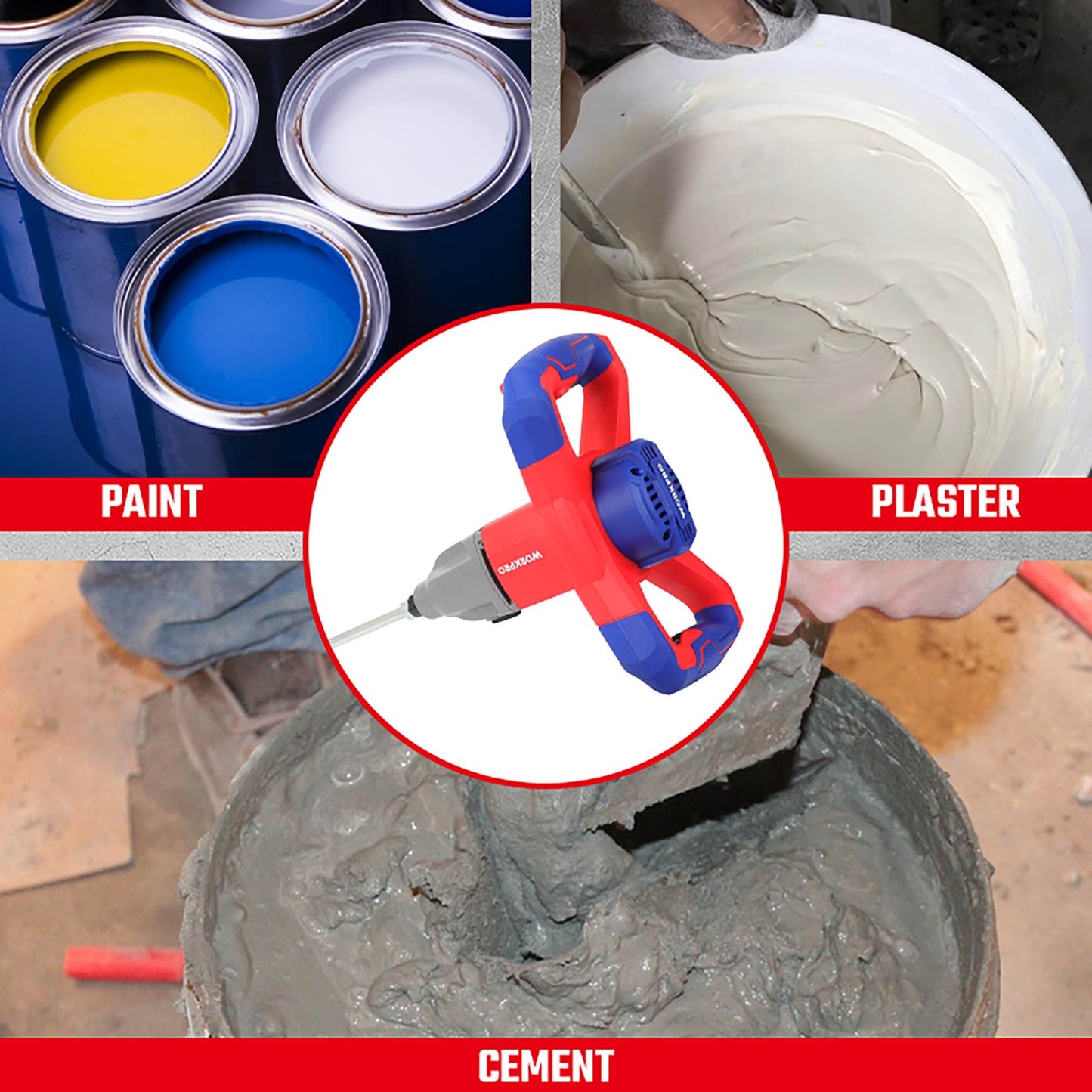 WorkPro WP476000 Ηλεκτρικός Αναδευτήρας Χρωμάτων-Κονιαμάτων 1400W με Εξάρτημα Ανάδευσης