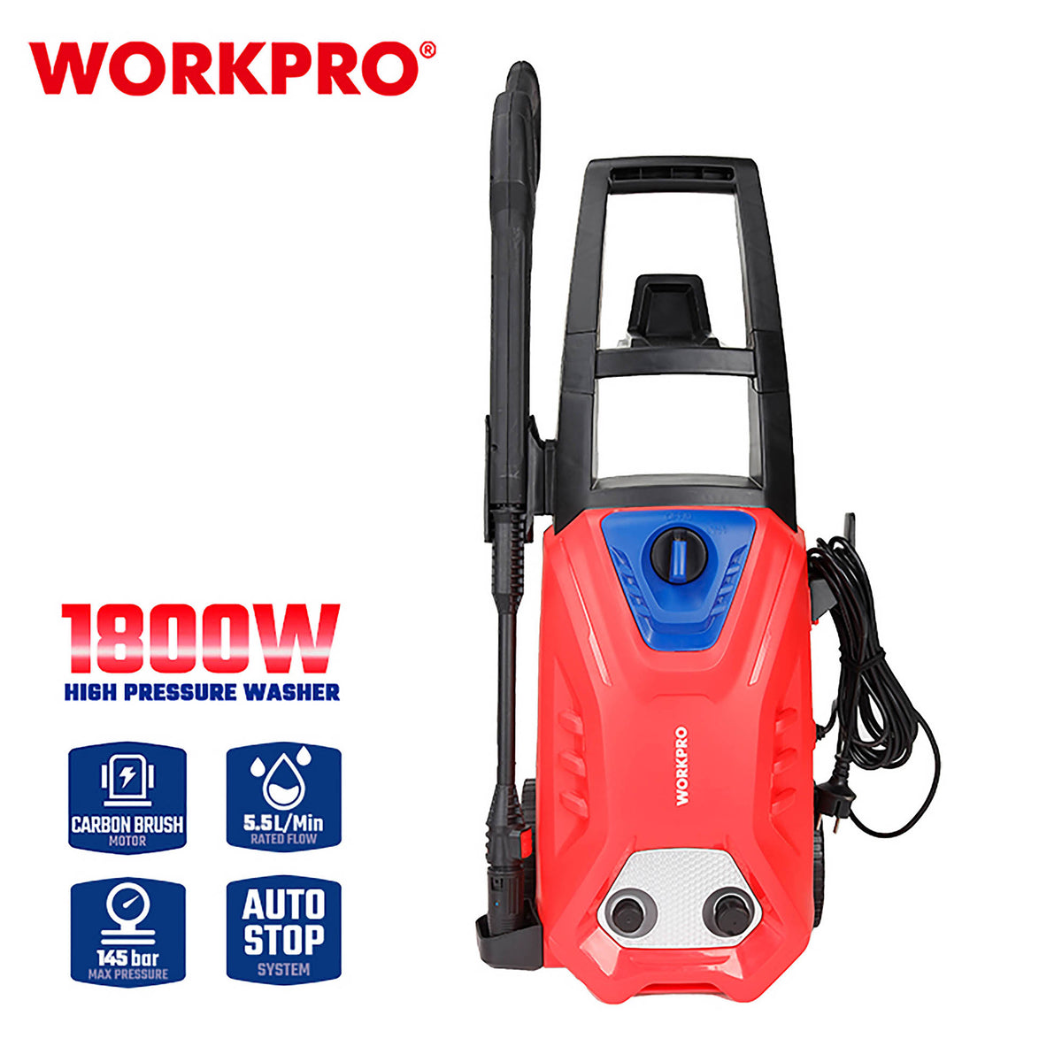 WorkPro WP423011CE Πλυστικό Μηχάνημα Ηλεκτρικό 1800W 145Bar
