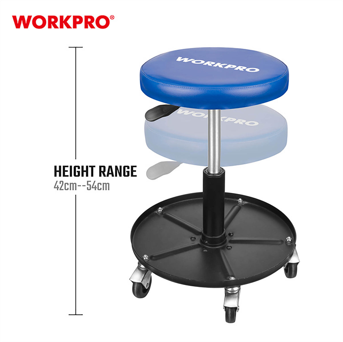 WorkPro WP319003 Σκαμπό Εργασίας Τροχήλατο (Μεγ. Φορτίου 113kg)