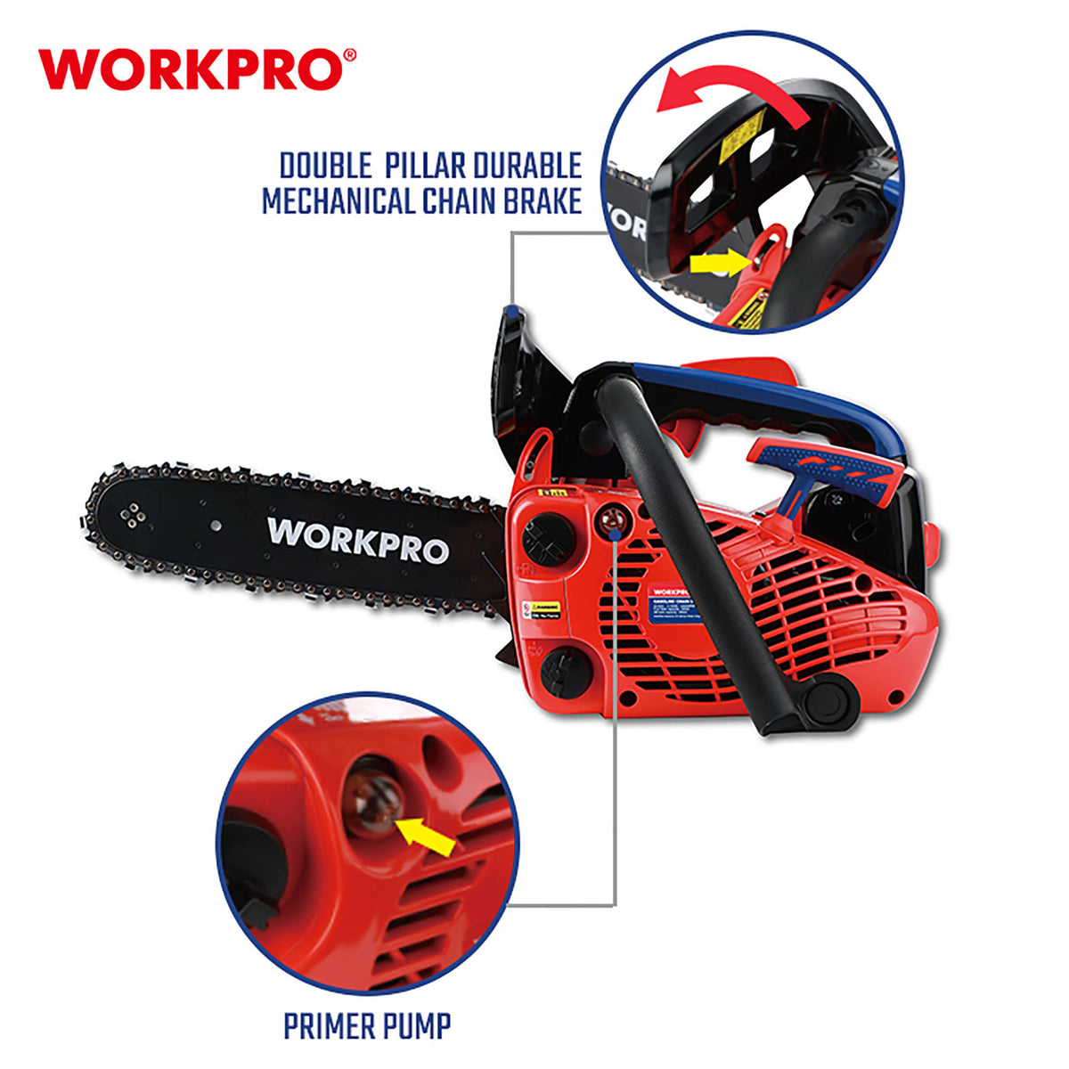 WorkPro WP424014 Αλυσπρίονο Βενζίνης Κλαδευτικό 25.4cc (250mm)