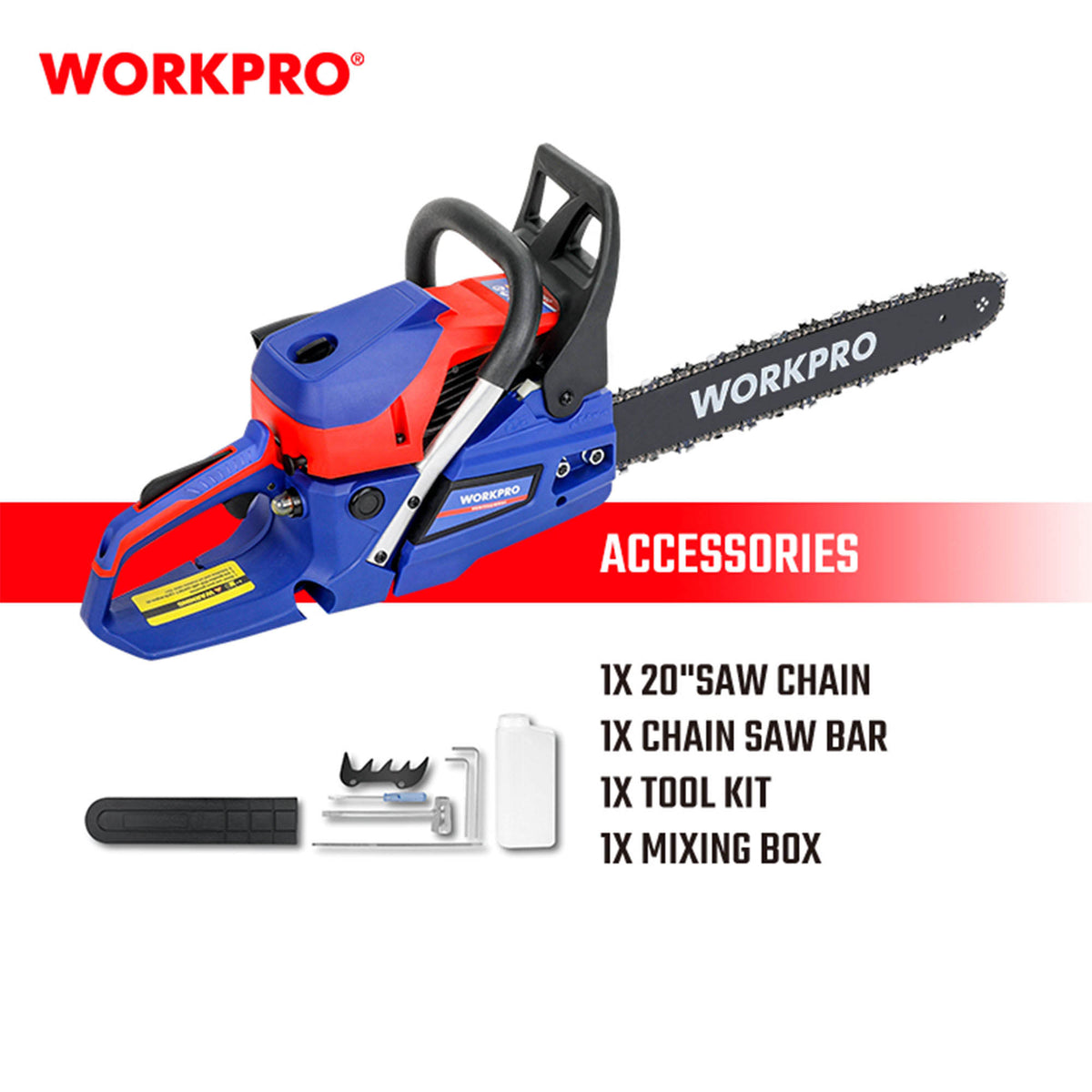 WorkPro WP424004 Αλυσπρίονο Βενζίνης 52.0cc (500mm)