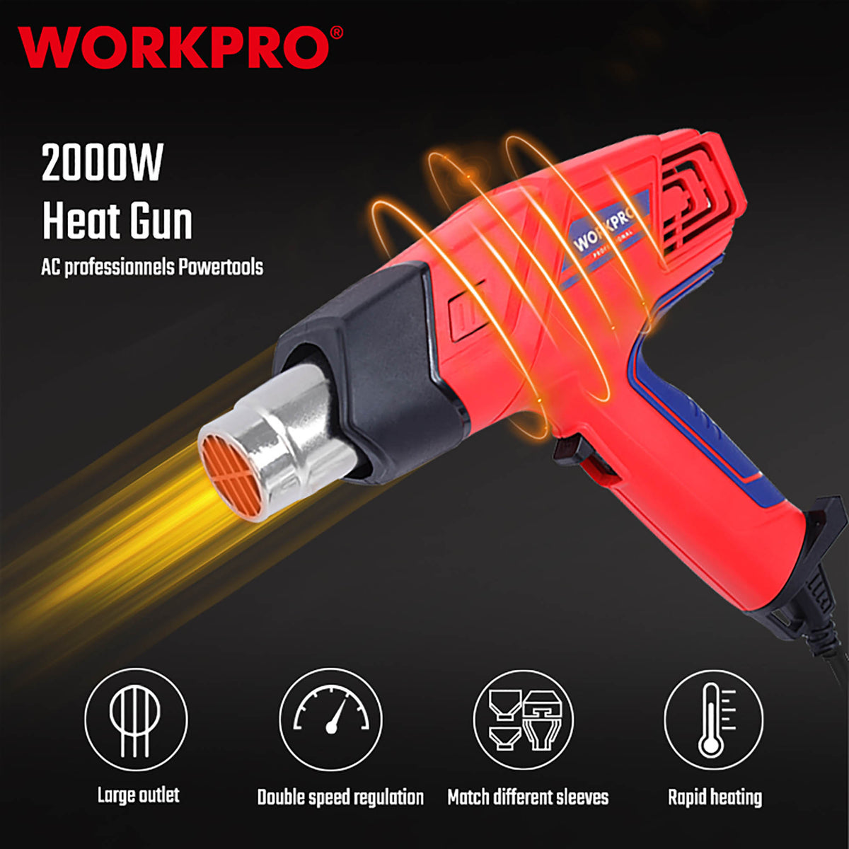 WorkPro WP474000CE Πιστόλι Θερμού Αέρα Ηλεκτρικό 2000W
