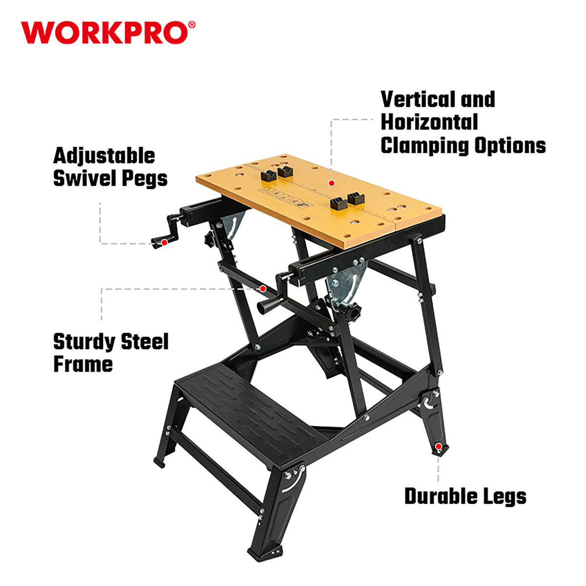 WorkPro WP289027 Πάγκος Eργασίας Φορητός Μεταλλικός Πτυσσόμενς (Profi)