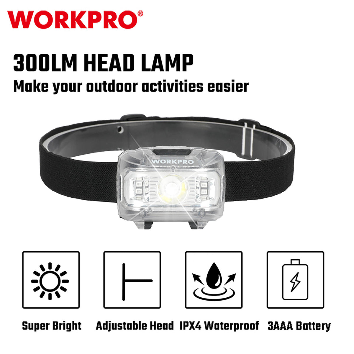 WorkPro WP353001 Φακός Κεφαλής LED 300LM
