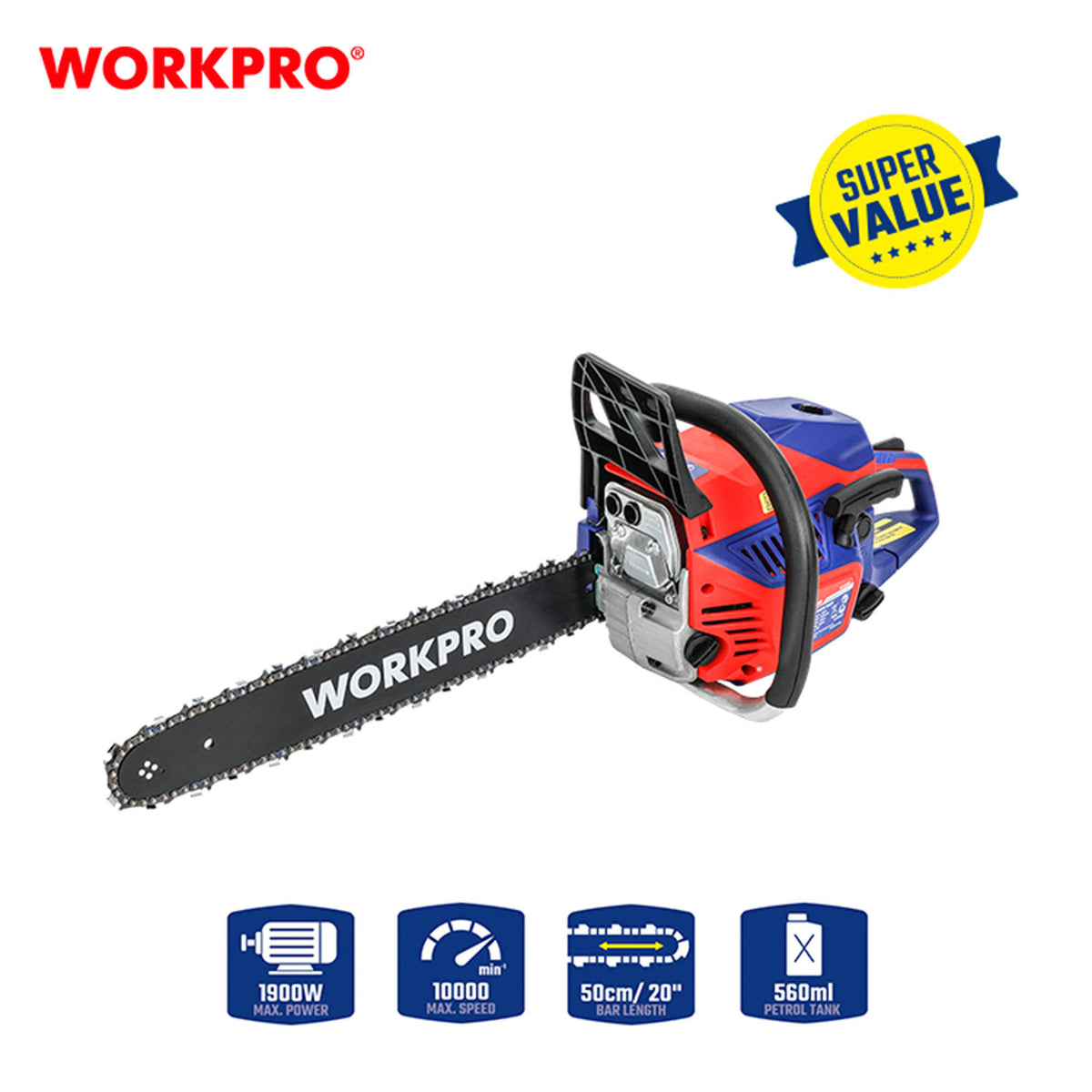 WorkPro WP424004 Αλυσπρίονο Βενζίνης 52.0cc (500mm)