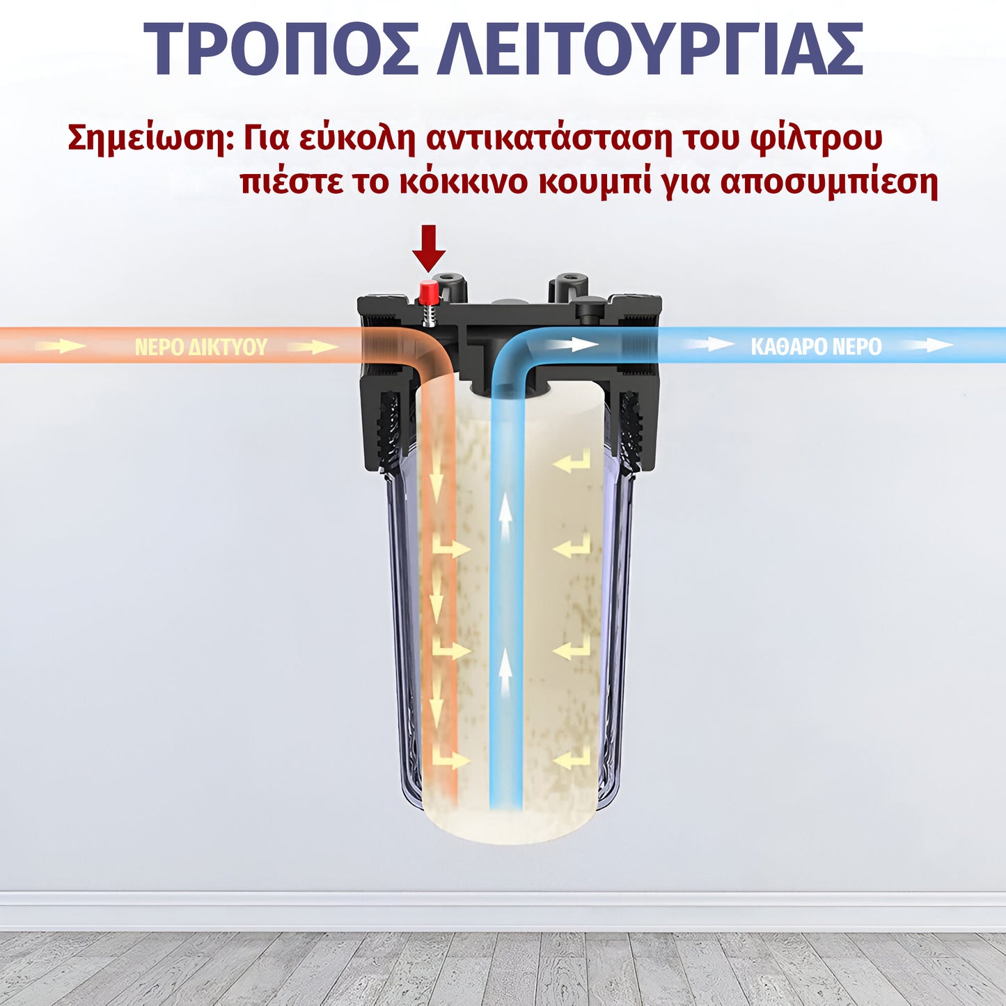 Aspis Φιλτροθήκη Κεντρικής Παροχής BIG 10" Διάφανη 34*17.7cm