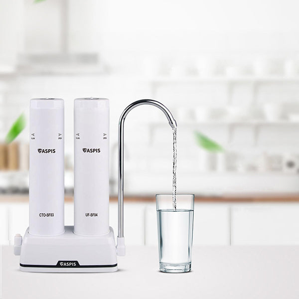 Aspis S-04 Συσκευή Φίλτρου Νερού Διπλή Άνω Πάγκου με Βρυσάκι & Ανταλλακτικό Φίλτρο