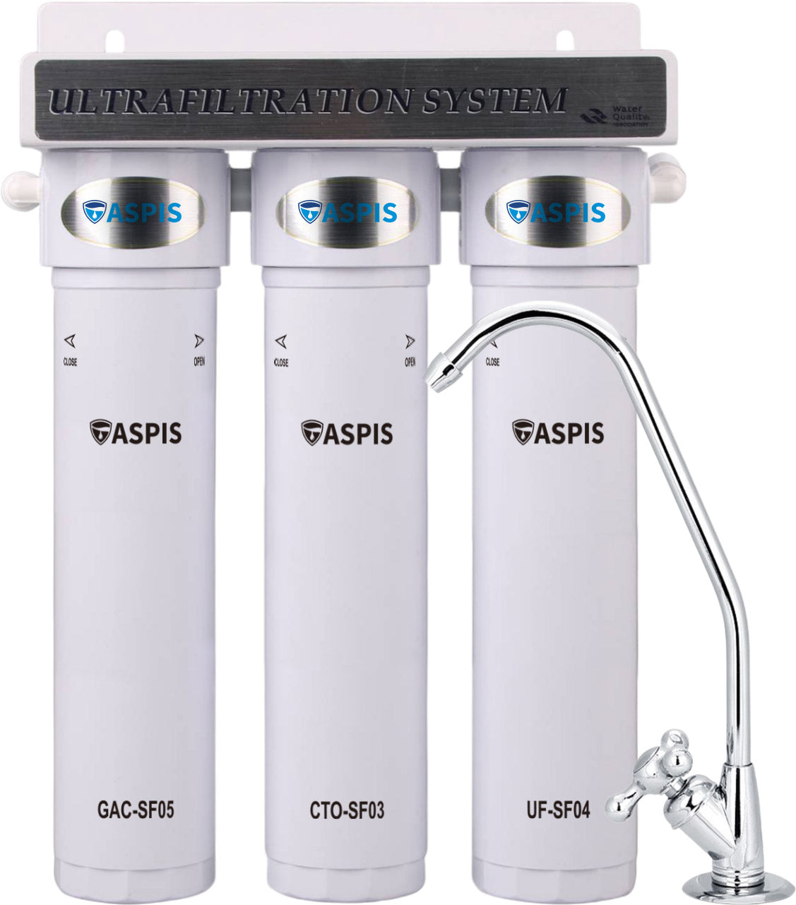 Aspis S-05 Συσκευή Φίλτρου Νερού Τριπλή Κάτων Πάγκου Περιλαμβάνει 3 Ανταλλακτικά Φίλτρα (CTO+UF+GAC)