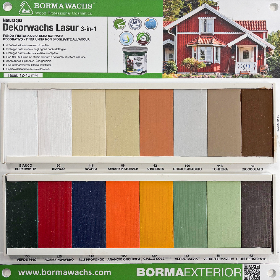 Borma Wachs Naturaqua Dekorwachs Lasur Solid 3 in 1 Φινίρισμα Πλήρους Κάλυψης Βάσης Λαδιού-Κεριού Νερού