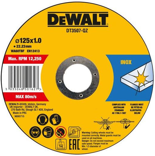 Dewalt DT3507 Δίσκος Κοπής Μετάλλου Φ125 *1mm