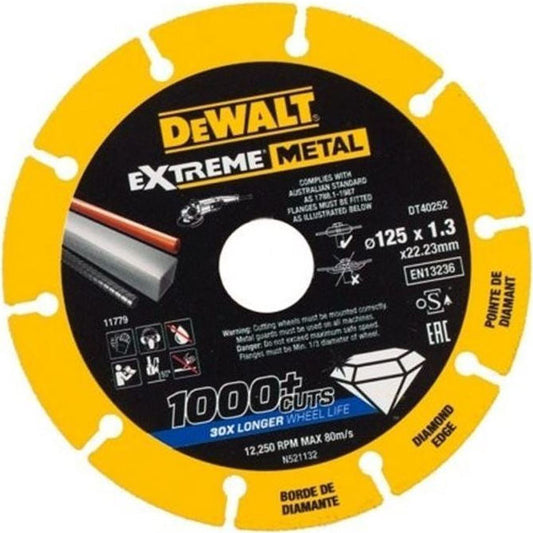 Dewalt DT40252 Extreme Metal Δίσκος Κοπής Inox Διαμαντέ Φ125x1.3mm