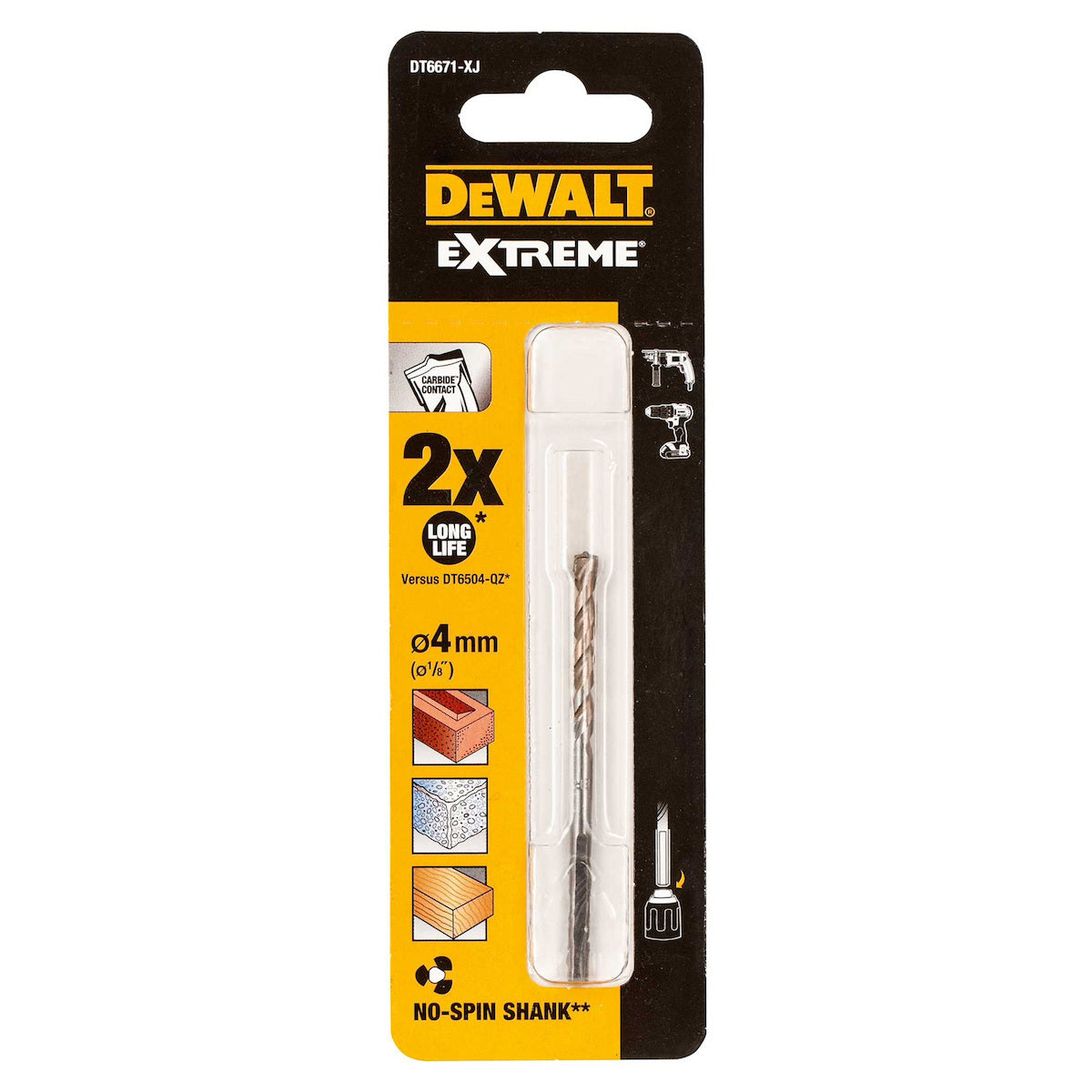 Dewalt Extreme Τρυπάνι με Τρίπλευρο Στέλεχος για Δομικά Υλικά
