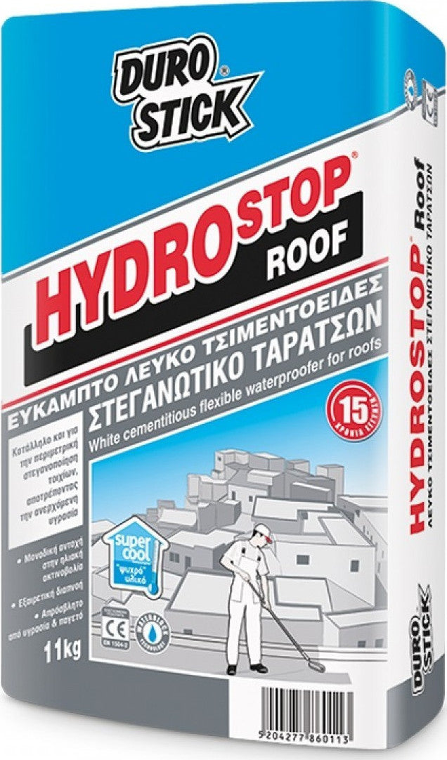 Durostick Hydrostop Roof Επαλειφώμενο Τσιμεντοειδές Στεγανωτικό Ταρατσών Λευκό 11kg