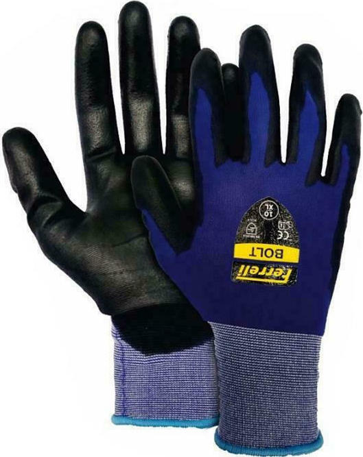 Ferreli Bolt Γάντια Εργασίας Ακριβείας Πολυουρεθάνης Μπλε Σκούρο-Μαύρο