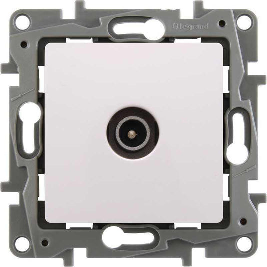 Legrand 767123 Salbei Πρίζα T.V. Διελεύσεως Χωνευτή Λευκή (Μαζί με Πλαίσιο 86x86x10mm)