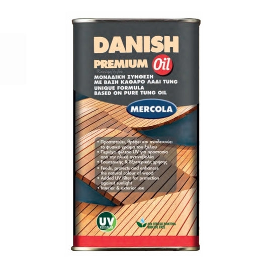 Mercola Danish Premium Oil με Λάδι Tung για Προστασία Ξύλινων Επιφανειών Διάφανο
