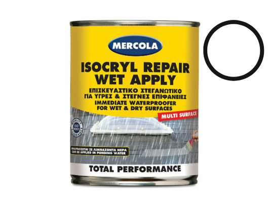 Mercola Isocryl Repair Wet Apply Ελαστομερές Ακρυλικό Επαλειφόμενο Στεγανωτικό Πολυουρεθάνης 750ml