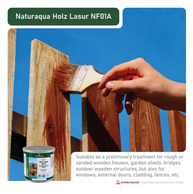 Borma Wachs Naturaqua Holz Lasur Shield Protector NF01A Συντηρητικό Ξύλου Νερού για Μύκητες