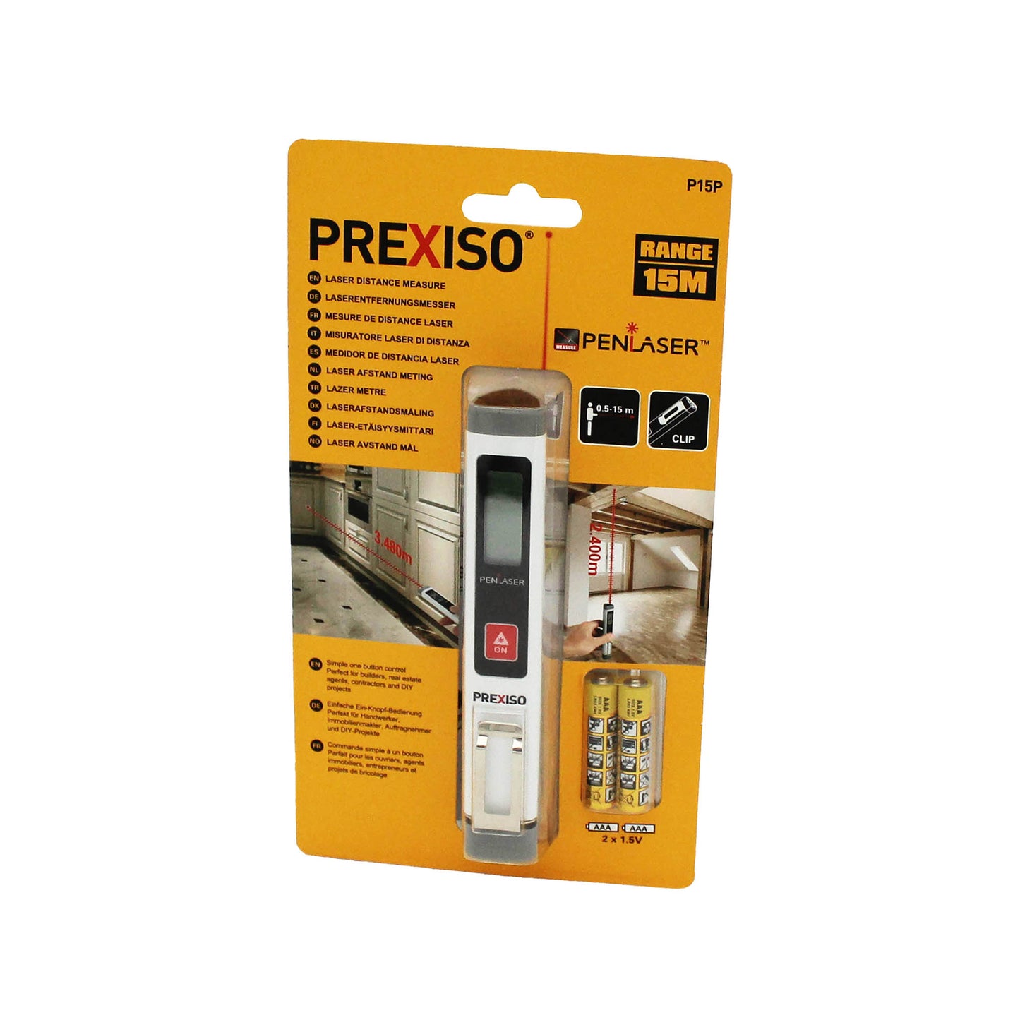 Prexiso P15P Μετρητής Αποστάσεων με Laser 15m Τύπου Στυλό με Κλιπ