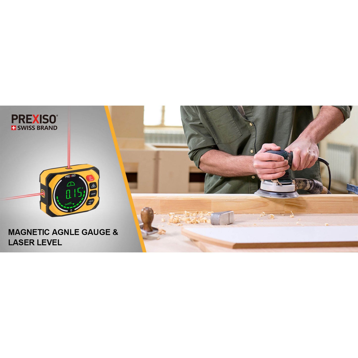 Prexiso PLAG90 Μετρητής Γωνίας Laser Ψηφιακός Επαναφορτιζόμενος 3 σε 1