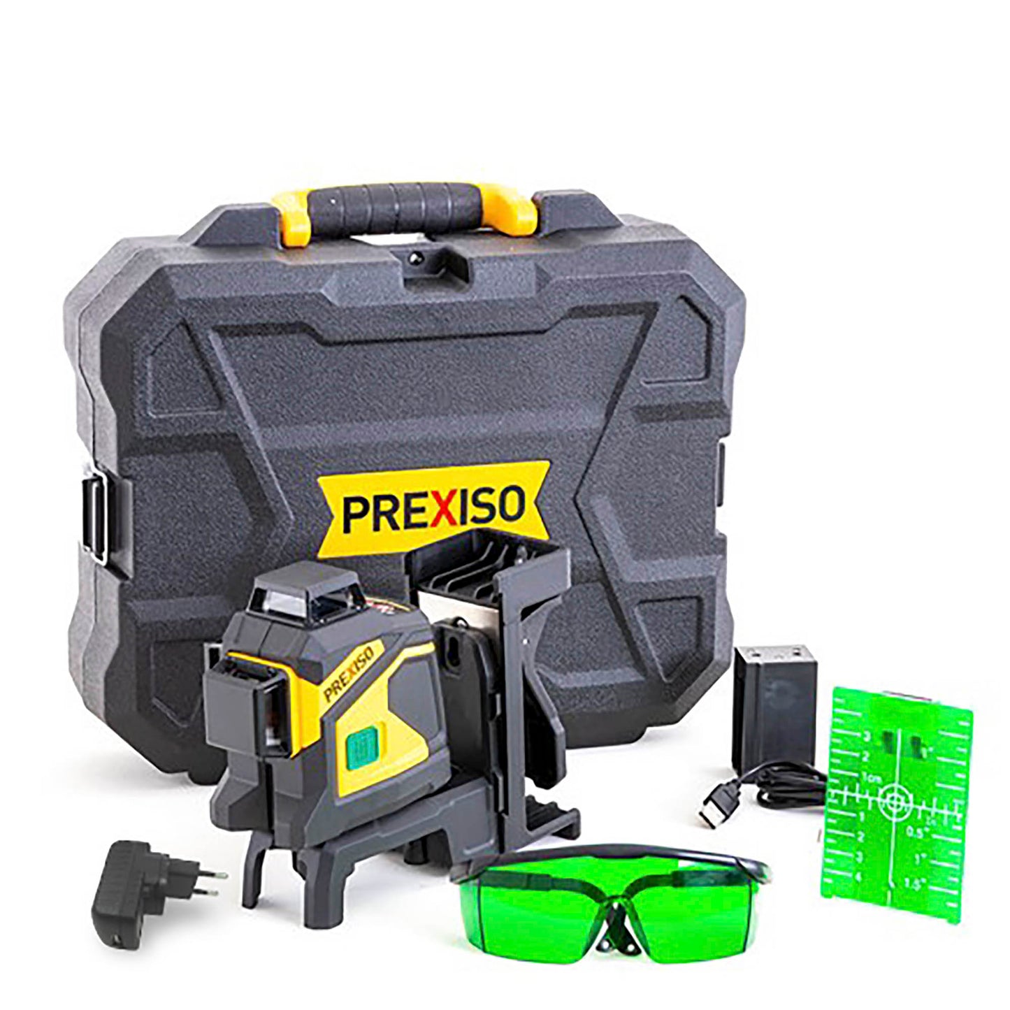 Prexiso PLC3-360G Επανφορτιζόμενο Αλφάδι Laser Σταυρού 3 Δεσμών (Πράσινη Δέσμη) 25m 360°